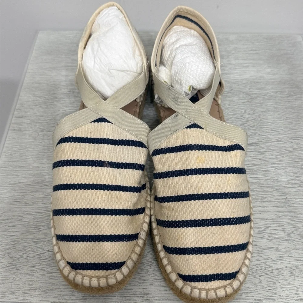 Saint James Women’s Navy and Cream Stripes Espadrilles Size 40